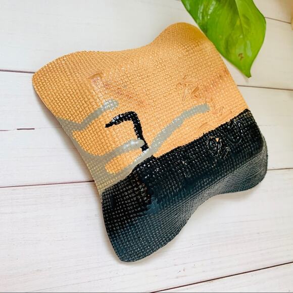 Handmade Square Trinket Dish Textured Art Piece Jewelry Coin Holder 5 1/2" Wide - Picture 3 of 6
